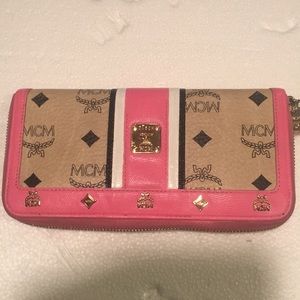 MCM LONG WALLET PINK/BEIGE